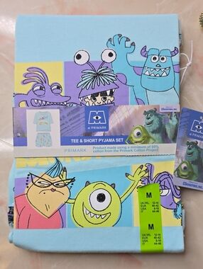 NWT Primark X Disney Monsters Inc. Pajama Set MED Blue